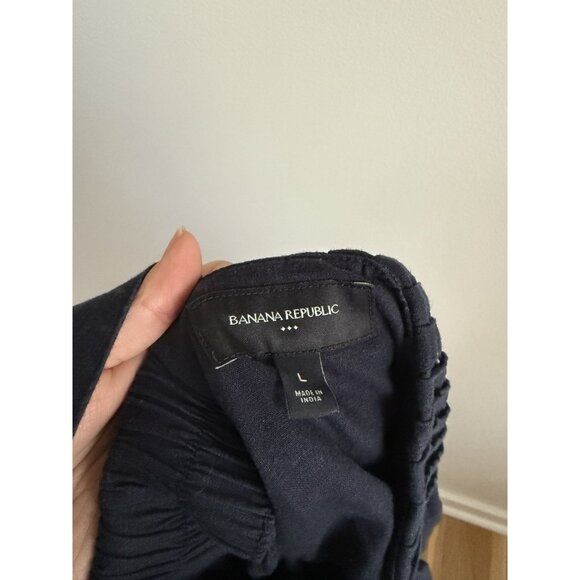 Banana Republic Linen Blend Drapey Pleated Midi Dress Coastal Lagenlook Boho L - Picture 8 of 9